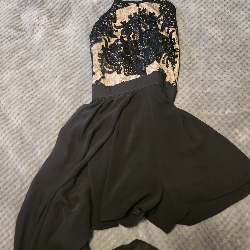 Francesca's Collections Black and Cream Sequin Dress